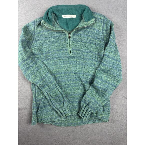 Woolrich Sweatshirt Mens L Green Quarter Zip Pullover Knit Sweater Casual - Picture 1 of 7